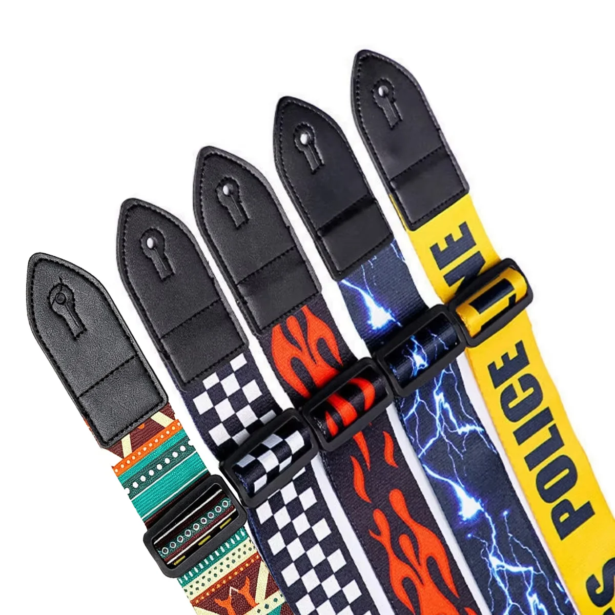 Miwayer Widened Acoustic Guitar Strap Ethnic Pattern, Adjustable Leather Head Strap for Guitar & Bass Players