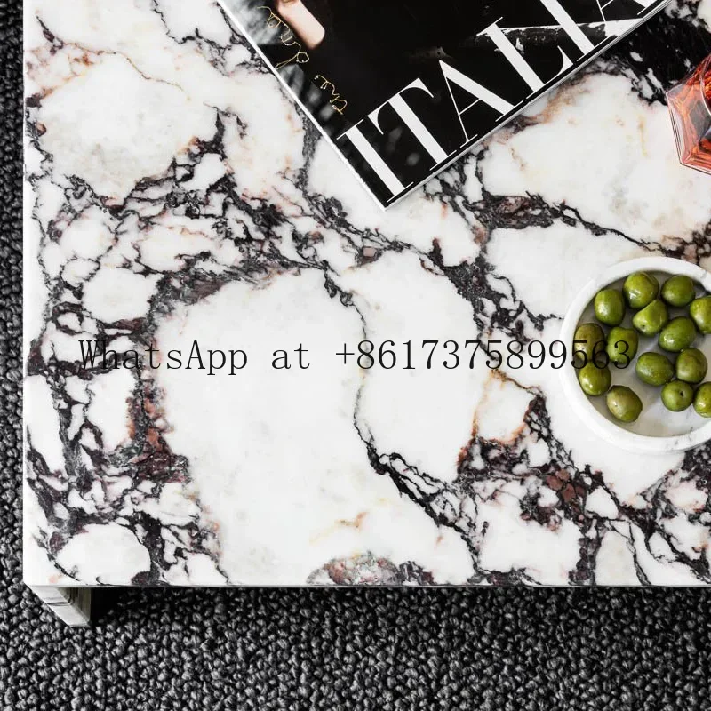 Rectangle Stone Polished Calacatta Viola Modern Coffee for Living Room Furniture Private Contemporary Style