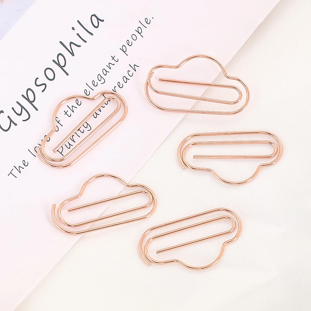 Clouds Shape Rose Gold Bookmarks Metal Electroplating Curve Pin Creative Learn Office Stationery Storage File Book Page Labels