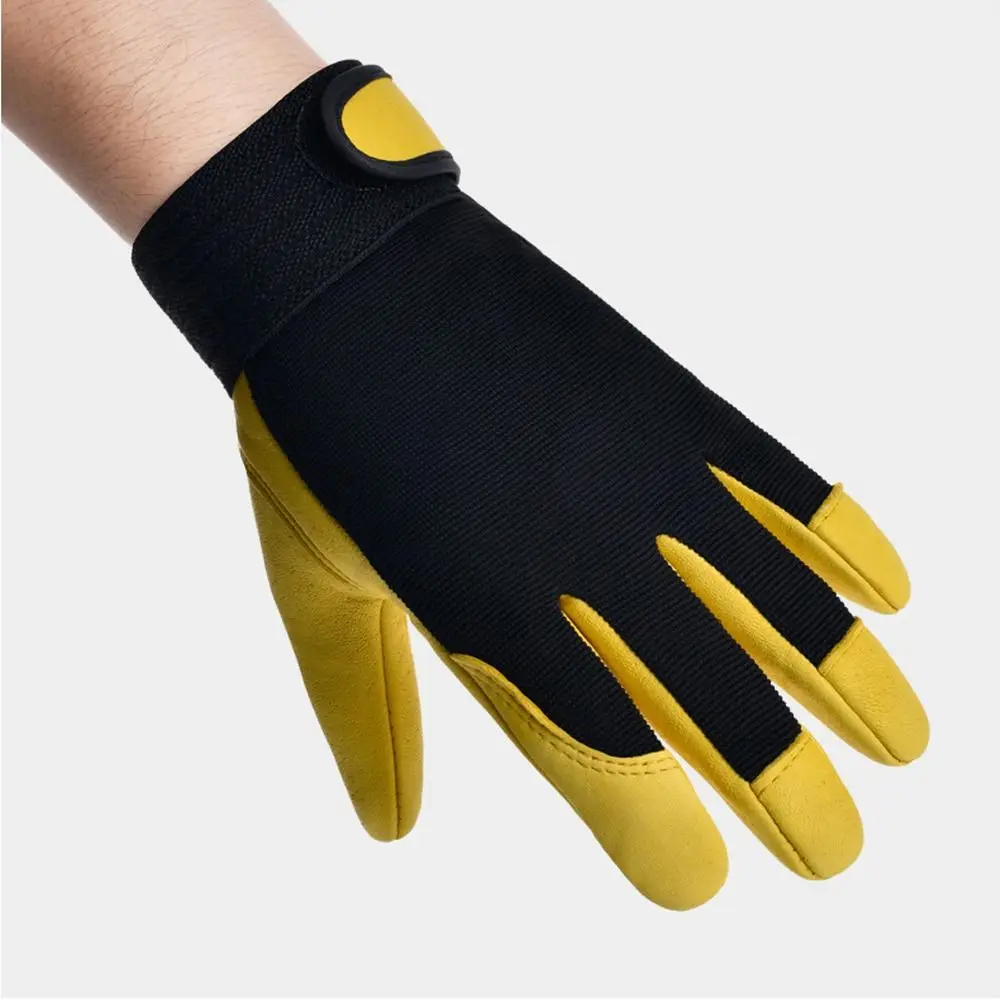قفازات تأمين العمل السميكة العملية مقاومة للاهتراء قبضة مرنة قفازات واقية قفازات عمل جلدية مريحة لحام