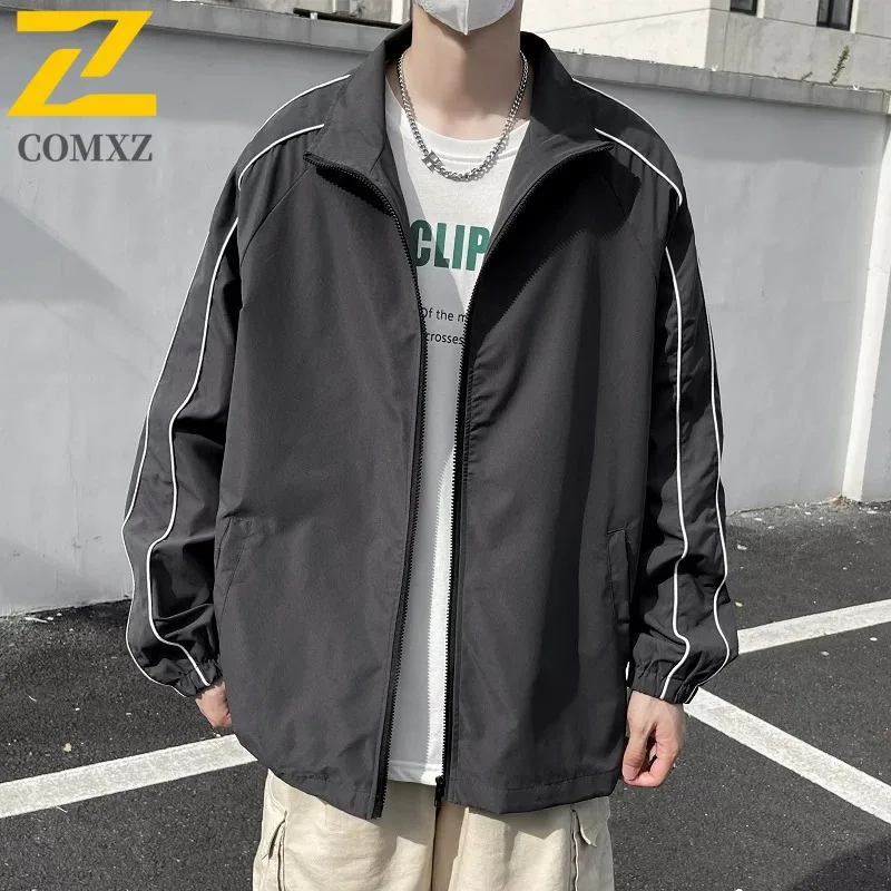COMXZ Men Windbreaker Jacket Athleisure Minimalist Casual Outdoor Fishing Trendy Camping Trench Coat Cycling Lightweight Jackets