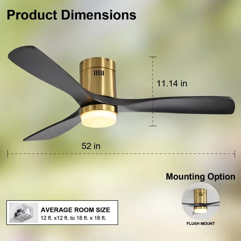 Sofucor Hot sale Modern 52-inch ceiling fan with LED DC 6-speed high wind speed with remote control