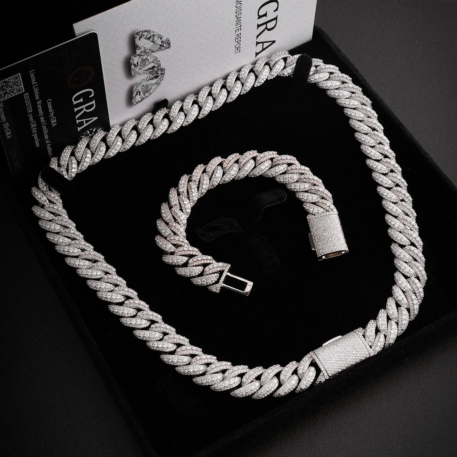 Hop .Moissanite Hip Jewelry Gra Certificate Moissanite Cuban Link Chain Iced Out 15mm 925 Sterling Silver Mens Moissanite Chain.