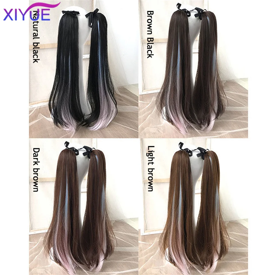 XIYUE Synthetic Hair Fiber Heat-Resistant Curly Hair With Ponytail Fake Hair Chip-in Hair Extensions Pony Tail Wig With braids