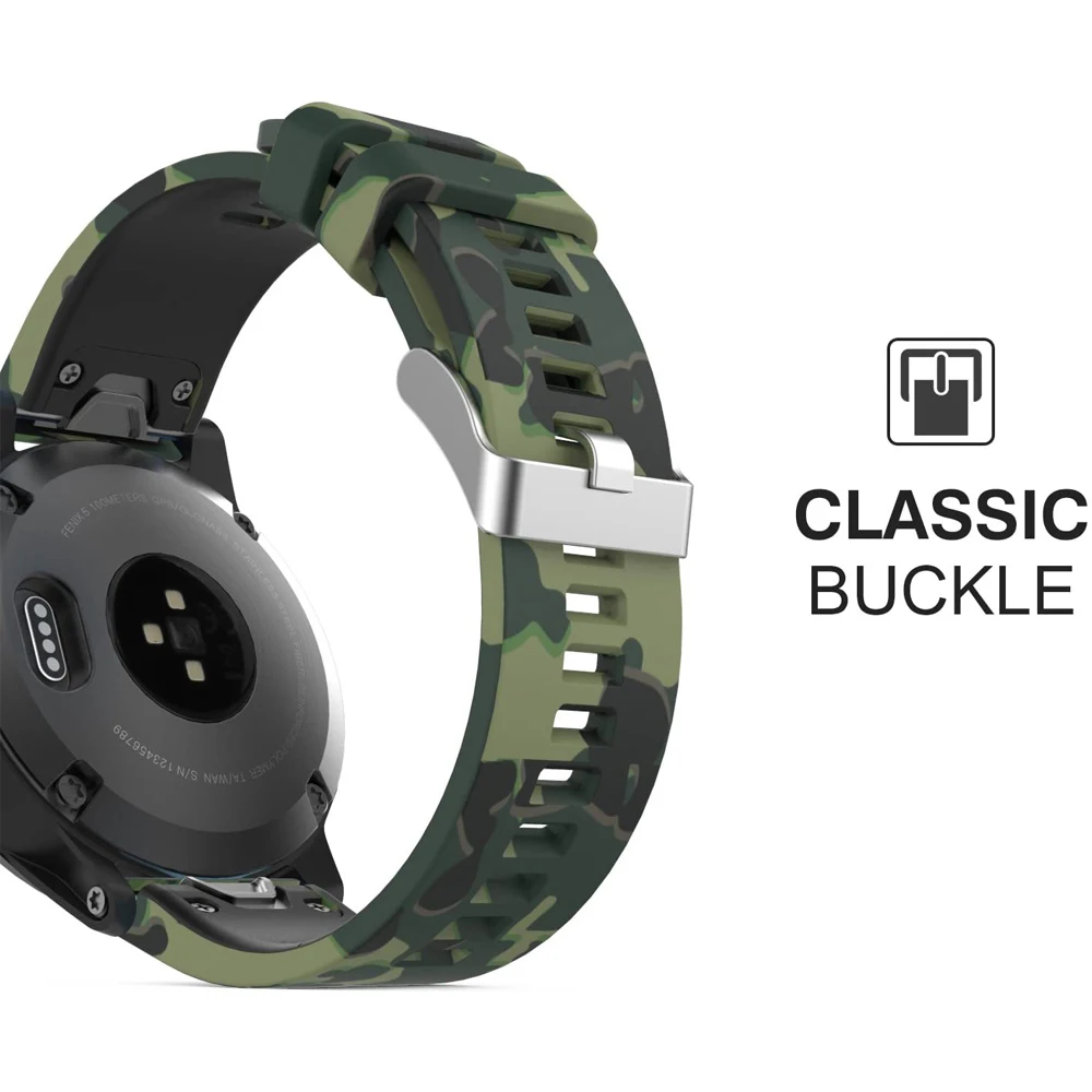 Yayuu Correa para Garmin Fenix 6/Fenix 5/5 Plus/Forerunner 935/Approach S60/Quatix 5, correa de silicona impresa de liberación rápida