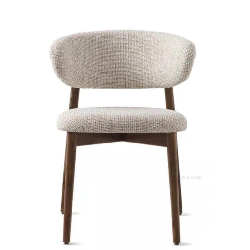 Nordic Solid Wood Dining Chairs Light Luxury Modern Backrest Chair Home Dining Room Furniture Cafe Leisure Fabric Chair