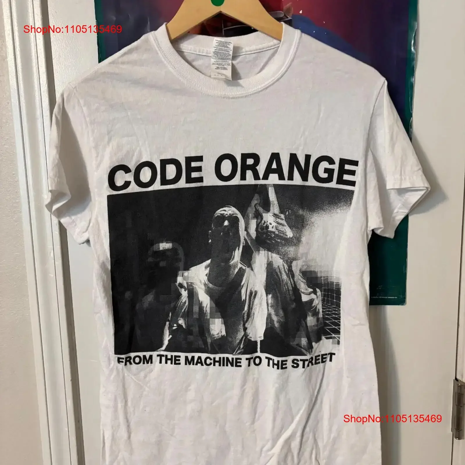 Code Orange From The Machine to Street Mens T Shirt Small White  vintage Washed Versatile homme fashion graphic Stylish Casual