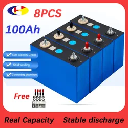 8PCS 3.2V LiFePO4 Battery 100Ah 100% capacity Deep Cycles Grade A Prismatic Lithium Cell for DIY 12V 24V RV Solar Battery Pack