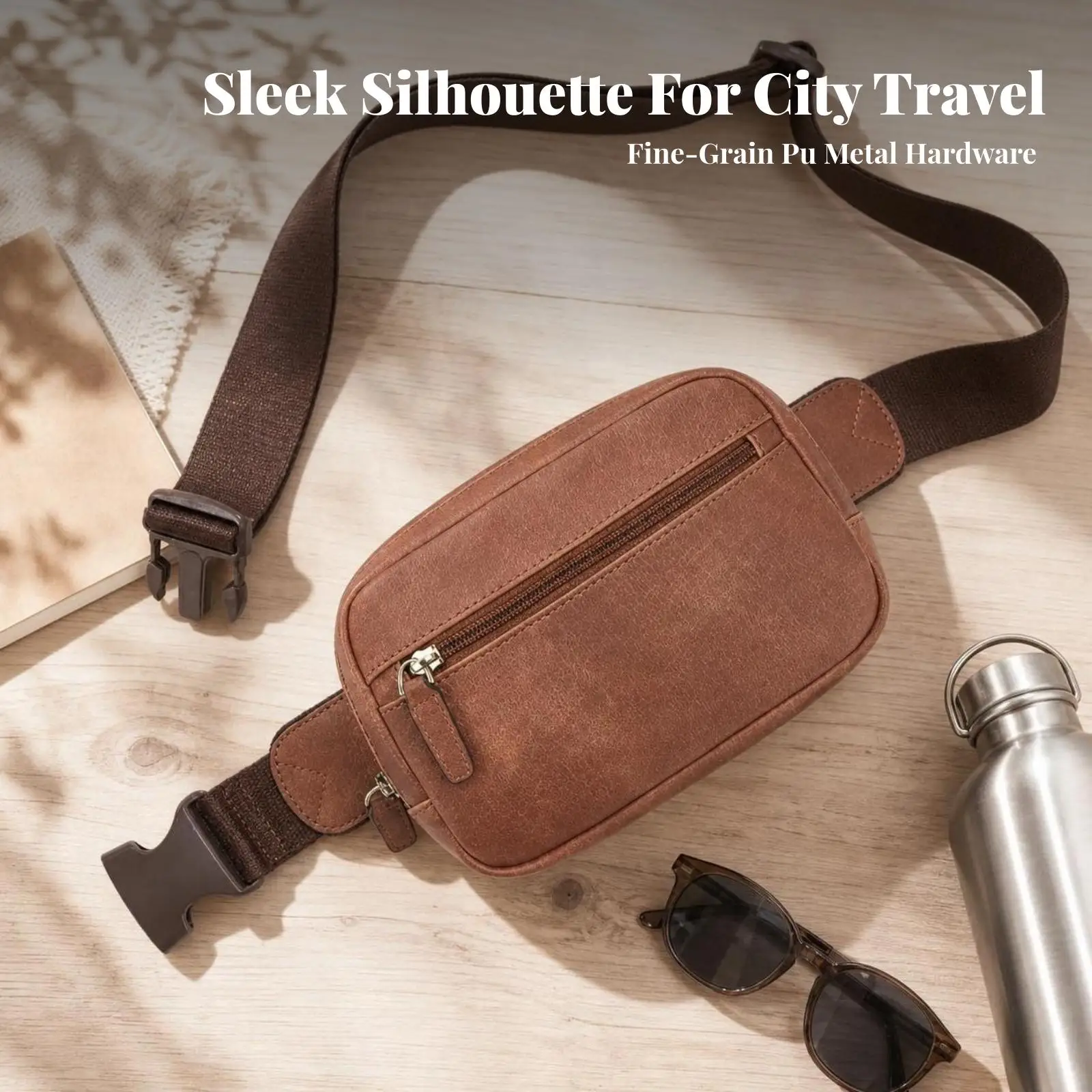 Sleek Waist Bag for Travel Fitness with Rear Pocket and Adjustable Strap for Comfort