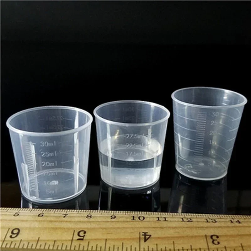 10Pcs Measuring Cups 15ml/30ml Transparent Plastic Double-scale Medicine Measuring Cup For Measure Amount Of Liquid And Samples