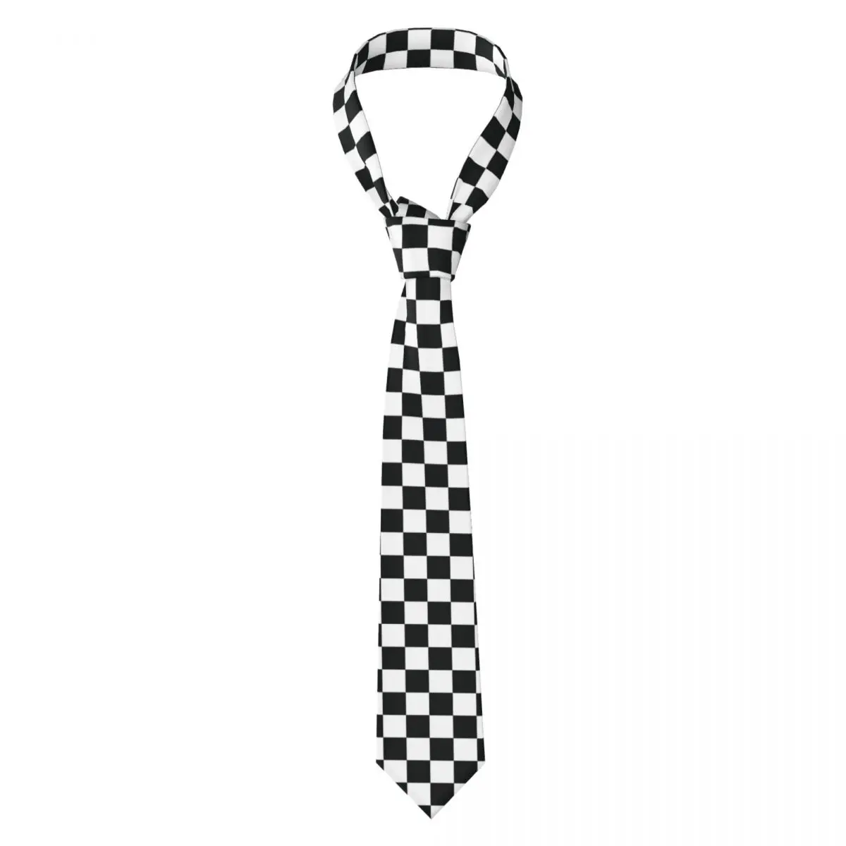 

Custom Men Black White Checkered Plaid Grid Necktie Fashion Tie For Business