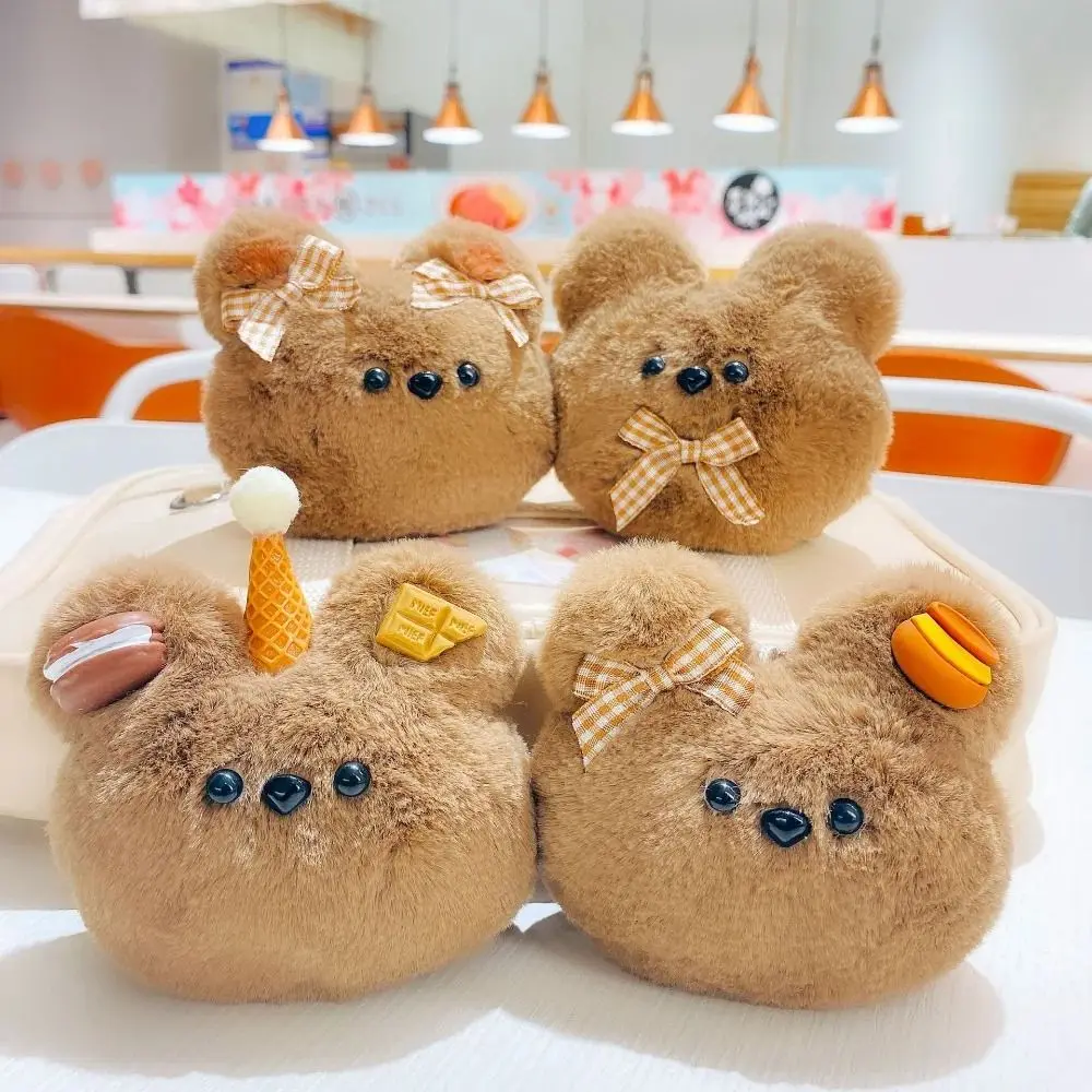 Plush Little Brown Bear Bag Pendant Key Ring Sweet Cartoon Birthday Doll Girl Gifts Toys Cute Accessories