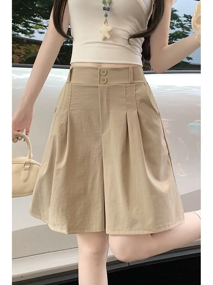 

Slimming High Waist A-Line Wide Leg Pants Commute Retro Fashion Women's Summer Lazy Casual Versatile Straight Leg Trousers