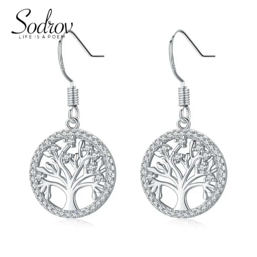 SODROV Fashion 2023 Trend Unusual Earrings Silver Color Tree Earring for Women Earrings Tree of Life Earrings Drop  Earring