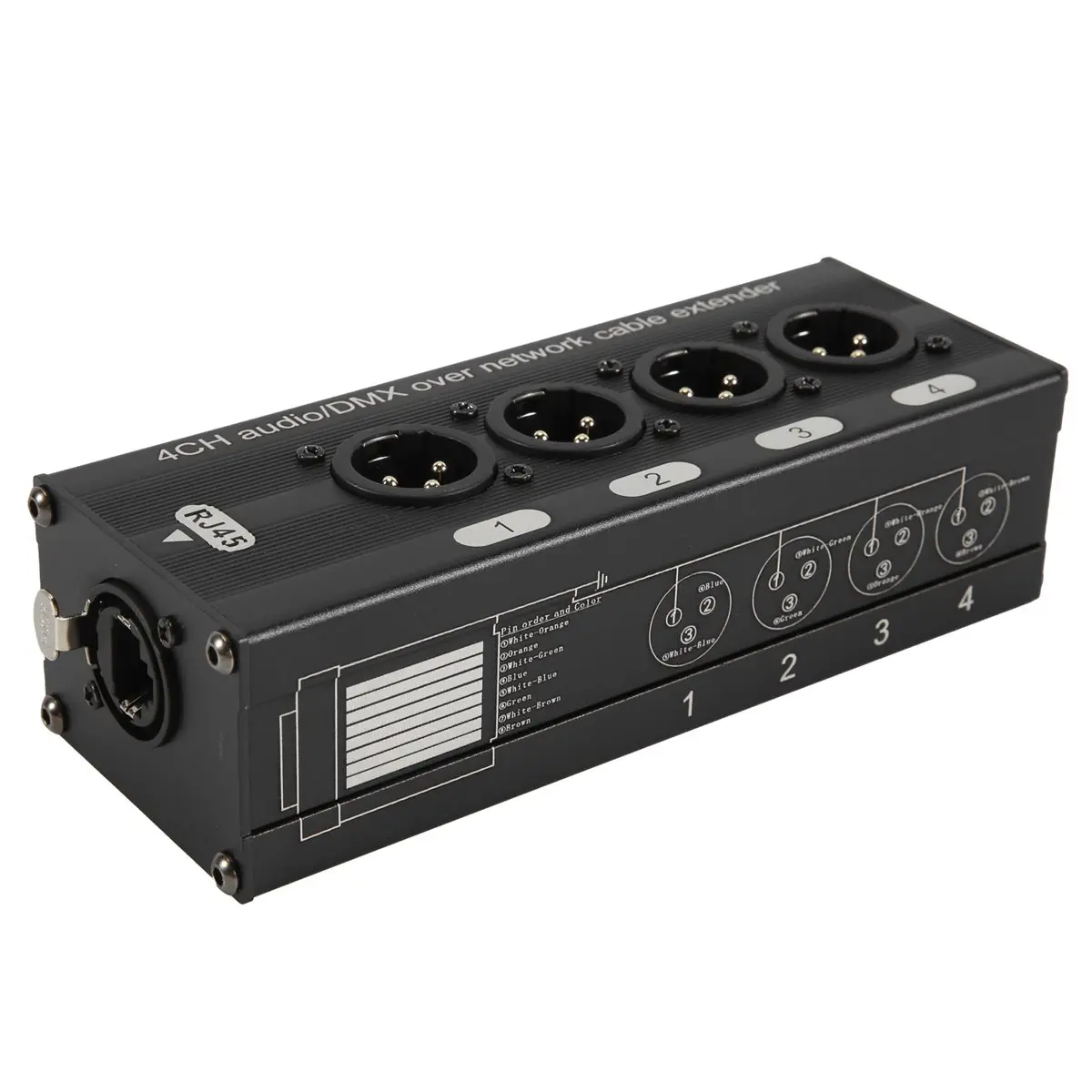 DT85 HOT 1Pc 4-Channel 3-Pin XLR Audio and over Network Cable Extender, DMX512 Network Signal Extender , Male