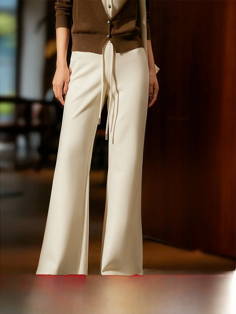 

Slim Fit Casual Pants Xhange l Loose Elastic Waist Cotton Micro Flared Comfortable Autumn Ladies Faion Pants