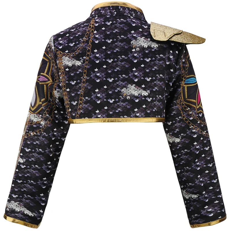 3-12Y فتاة مجموعة شيطان هنتر رومي تأثيري حلي حفلة عيد ميلاد مرحلة الأداء زي هالوين كرنفال الاطفال فستان