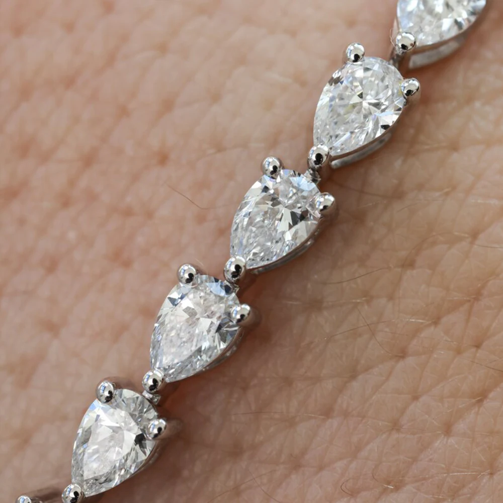 3*5mm Pear Cut D Color Full Moissanite Tennis Bracelet for Women Men 925 Sterling Silver Waterdrop Shape Hand Chain Fine Jewelry