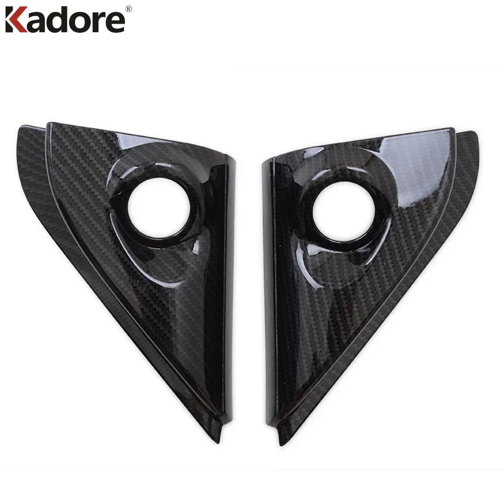 For Mitsubishi Outlander 2016-2020 Carbon Fiber A Pillar Triangle Audio Stereo Speaker Bezels Covers Car Interior Accessories