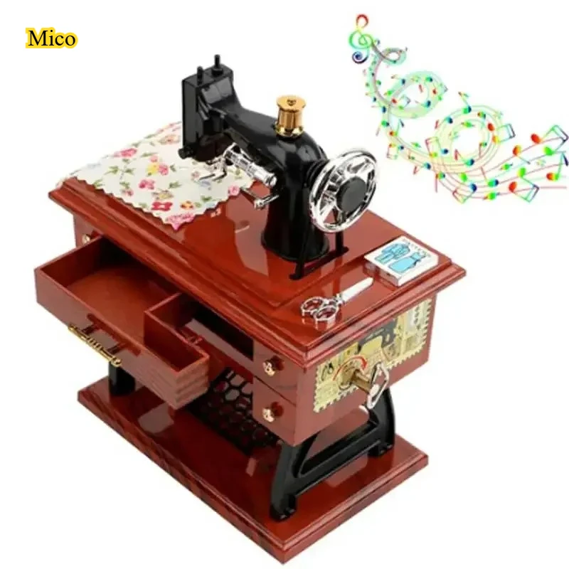 

Vintage Sewing Machine Music Box, Retro Sewing Machine Model Ornament, Home Decor for Bedroom Living Room, Holiday Gift