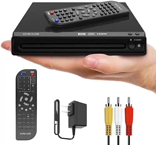 

DVD-плеер Craig CVD401A с HDMI – черный, с функцией преобразования в формат 1080p, прогрессивное сканирование, пульт ДУ в комплекте