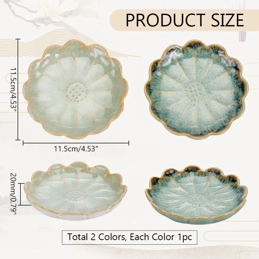 2 Colors Lotus Flower Jewelry Tray Ring Earrings Holder Dish Sauce Bowl Snack Serving Dish Ceramic Trinket Jewelry making kit