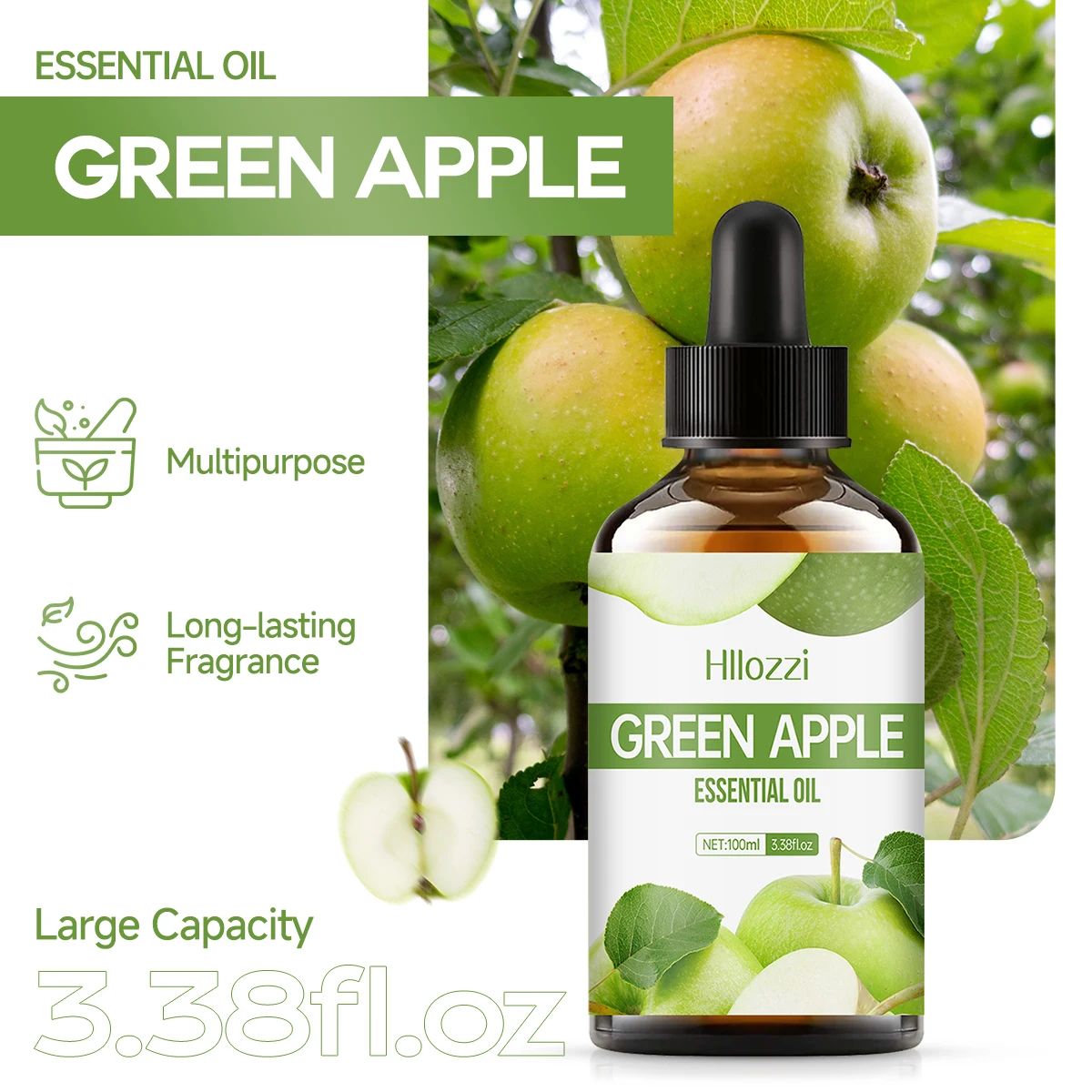 GREEN APPLE ESSENTIAL OIL high-quality moisturizing nourishing massage oil with a refreshing scent, suitable for all skin types