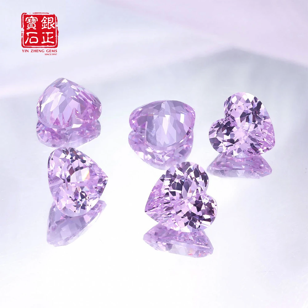 Lab Grown Kunzite Synthetic Heart Shape Loose Purple Yttrium Aluminium Cultivate YAG Beads For Making Jewelry Stone Necklace 2