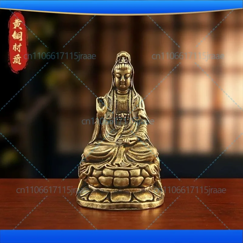 Brass Nanhai Guanyin Bodhisattva retro home decoration handicraft ornament