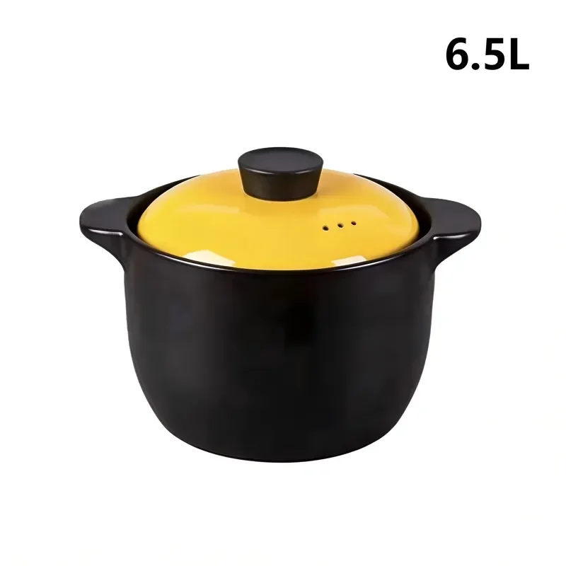 6.5L Black Ceramic Pot High Temperature Resistant Casserole Durable Non Stick Pan Food Grade Glazed Surface Dishwasher Safe