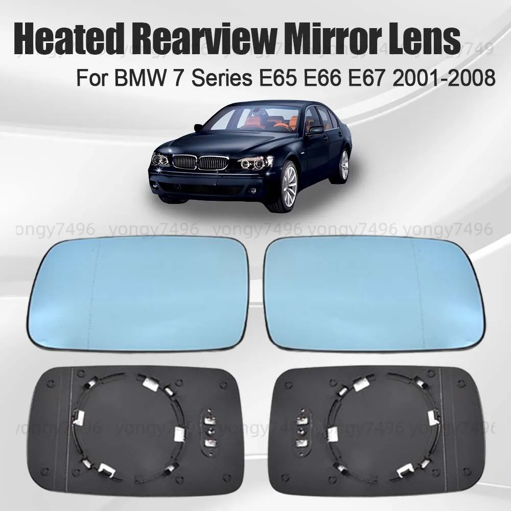 

Car Wide Angle Blue Heated Rearview Mirror Lens For BMW 7 Series E65 E66 E67 2001-2008 Cars Accessories Replace Decoration