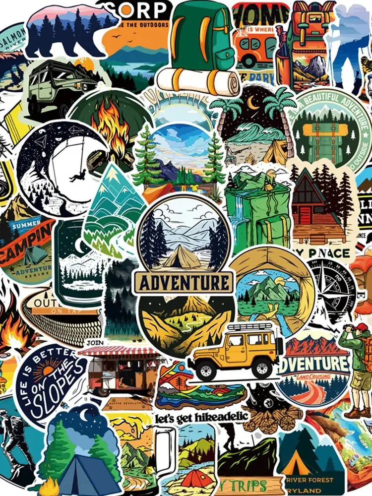 AliExpress Charile 10/30/50pcs Forest Camping Hiking Outdoor Cartoon Stickers Travel Scenery Decals Waterproof Graffiti Suitcase Luggage Bike Car