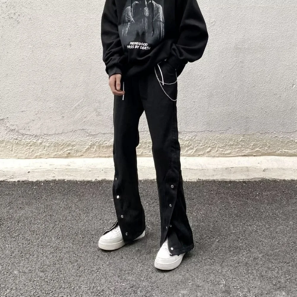 

Мужские джинсы в американском стиле, повседневные, на пуговицах, с застежкой-молнией.