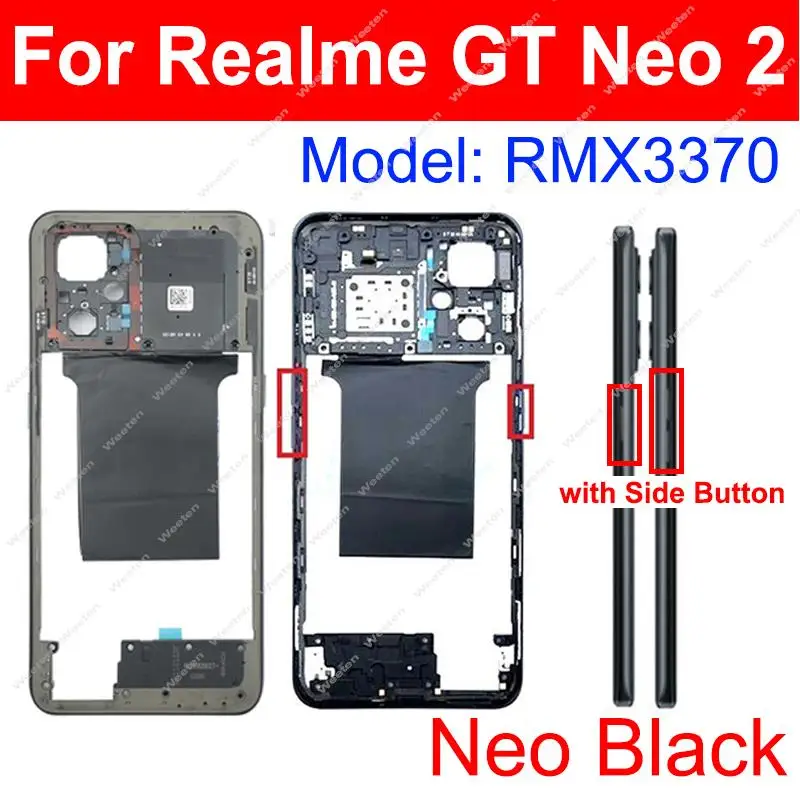 Middle Housing For Realme GT2 GT NEO 2 Neo 3T Middle Frame Housing Bezel Case Cover Holder with Side Buttons Parts