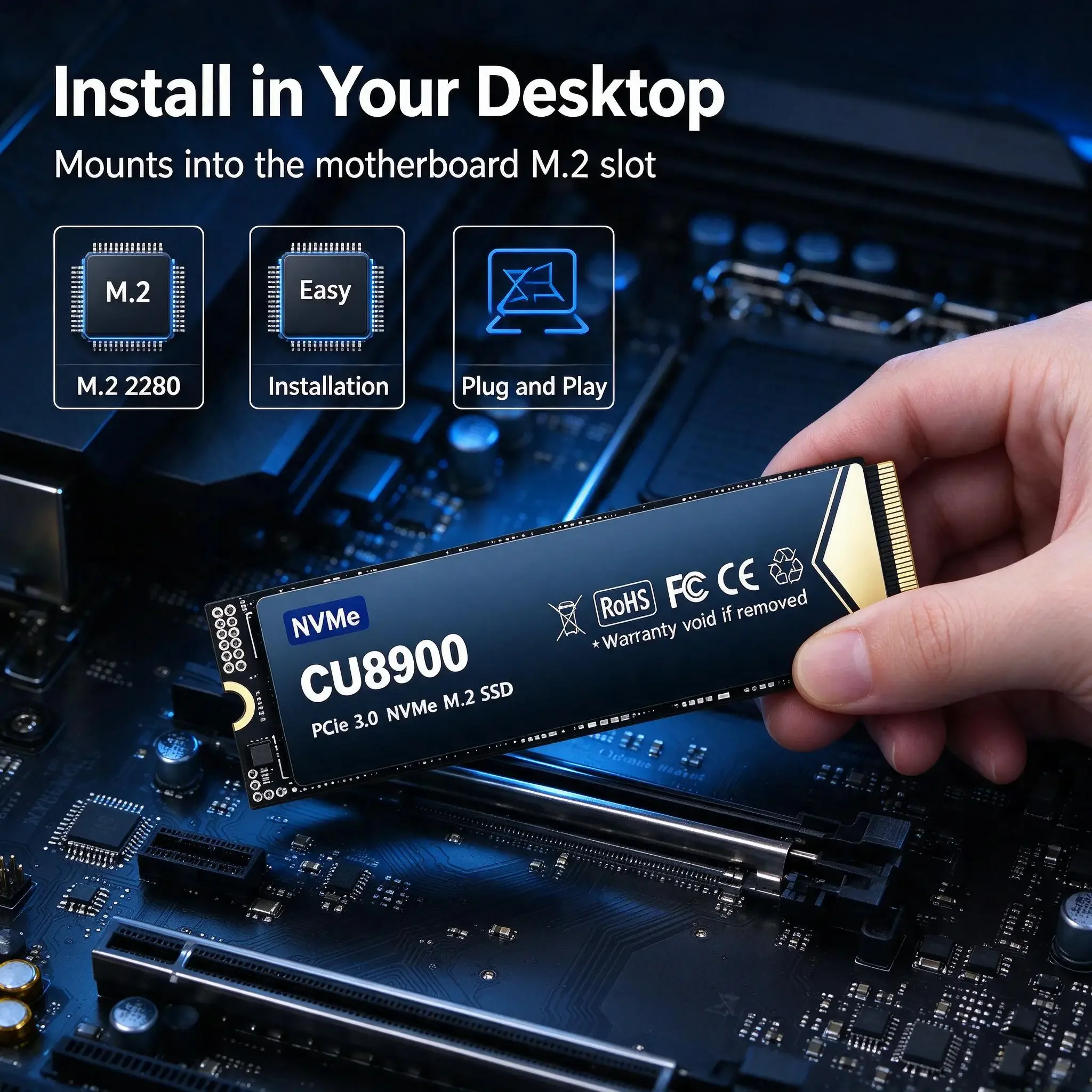 Internal Solid State Drive CU8900 NVMe M.2 2280 SSD 512GB 1TB 2TB 4TB High Speed Read Write for Desktop Laptop PC