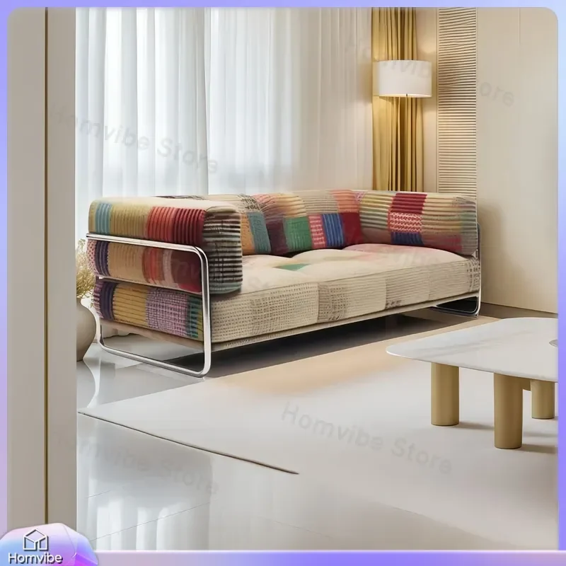 Modern Fabric Sofa Small Apartment Living Room Furniture 2025 New Straight Couch Nostalgic Hong Kong Style Rental Home Decor