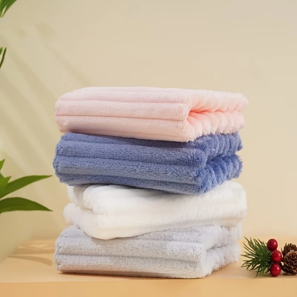 2PCS Coral Fleece Face Towel Thickened Breathable Hand-Wiping Towel Skin-Friendly Water Absorption Absorbent Towel Home Office