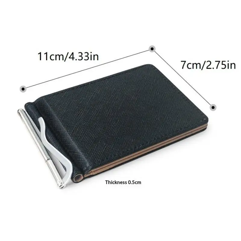 Slim Men's Cross Grain Leather Money Clip Wallet Multi Card Slots Water-Resistant Purse for Business Office Daily Use