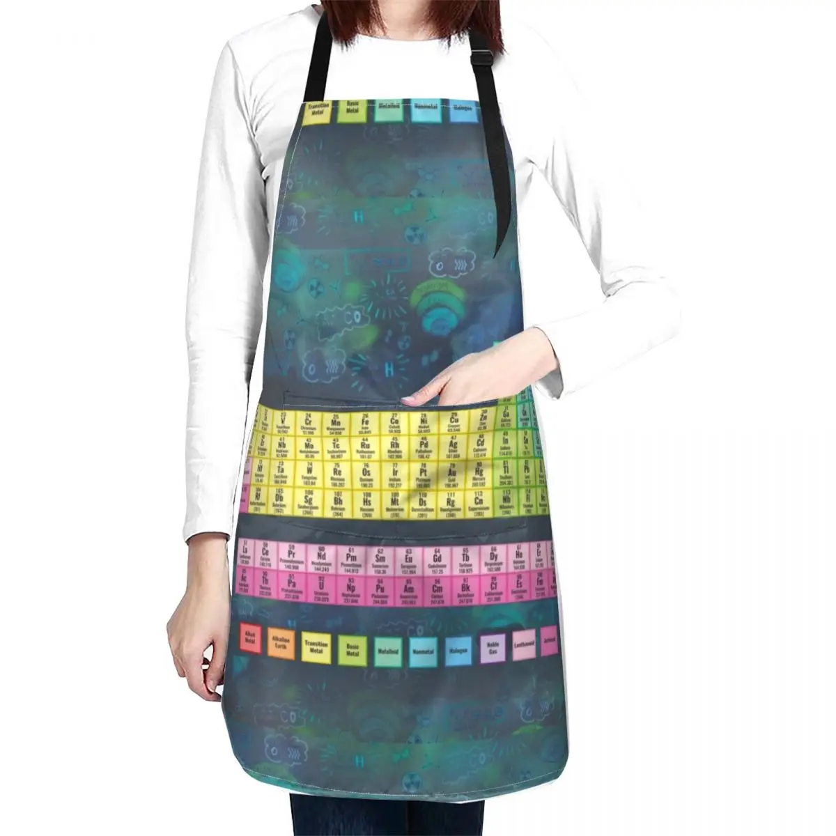 Accurate Periodic Table of Elements Blackboard Sketch Apron kitchen and home women's kitchens Apron