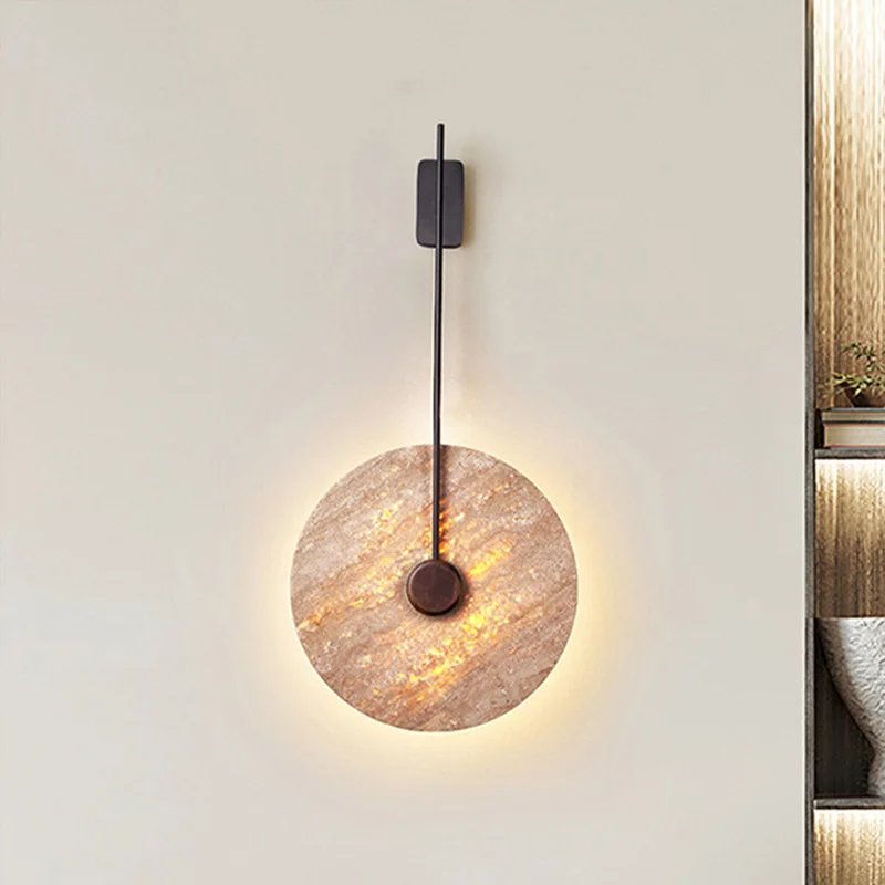 Wabi-sabi Bedroom Headboard Wall Lamp Yellow Travertine Nordic Hotel Light Luxury Designer Living Room Background Wall Lights