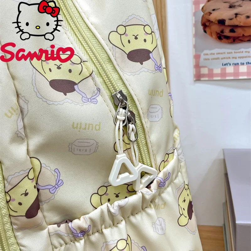  Hello Kitty Kuromi Melody Cinnamoroll Backpack Nylon Canvas Schoolbag Cartoon Characters Multiple Compartments Daily Use