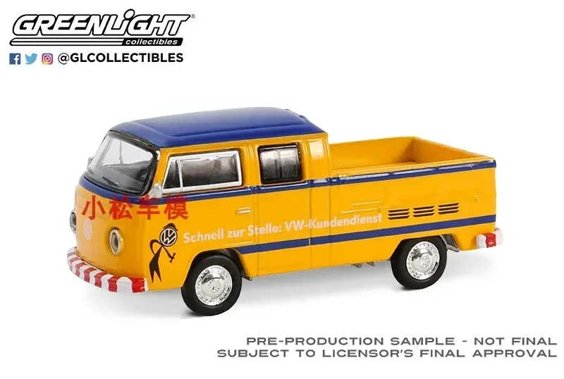 

GreenLight 1:64 1977 Volkswagen Type 2 Double Cab Pickup «Doka» Высокая имитация сплава Модель автомобиля Коллекционная игрушка Подарочный дисплей
