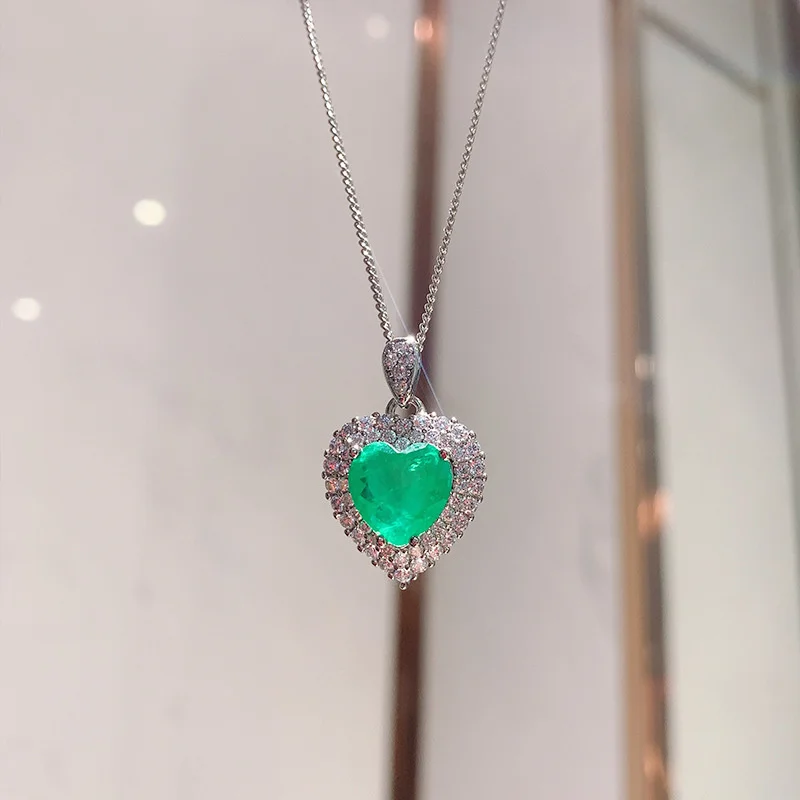 Luxury brand genuine real jewels New Accessories Pendant Zircon Diamond Jewelry Palaiba Emerald Love Necklace Female high qualit