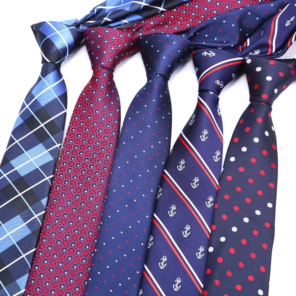 Neue 15 Farben Dünne 6CM Herren Krawatte Polyester Krawatten Für Mann Gestreiften Punkte Jacquard Krawatte Business Hochzeit Party zubehör