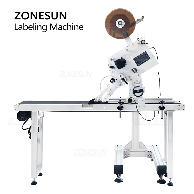 ZONESUN Mobile Labeling Machine Flat Cosmetics Surface Card Box Packet Carton Label Applicator Production Line ZS-TB170