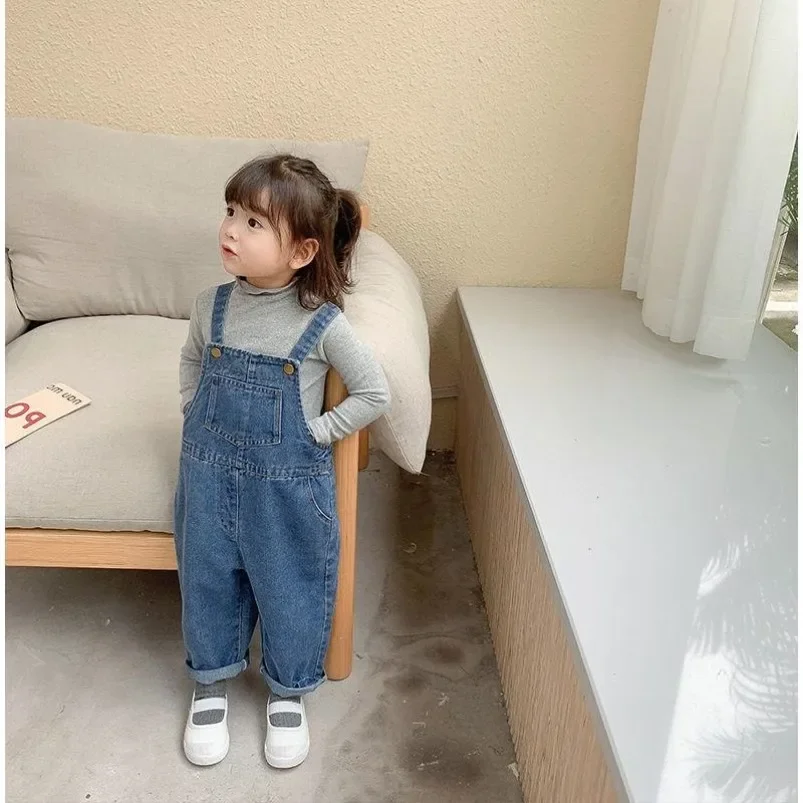 

Summer Denim Baby Girl Boy Overalls Solid Jeans Jumpsuit New Pocket Children Casual Loose Rompers Blue Kids Overalls Outfits