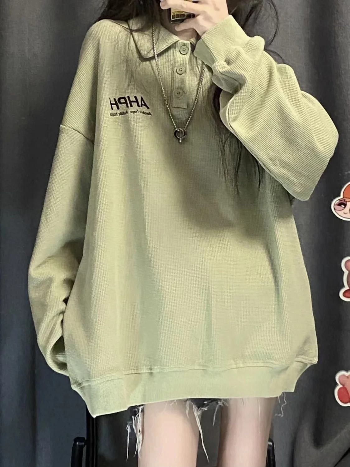 Damskie bluzy japońskie ubrania z rękawami hip-hopowe graficzne okrągłe ubrania oversize wiosenne urocze odzież sportowa crew basic