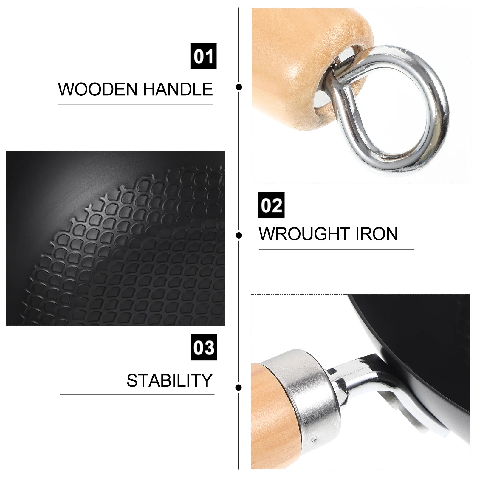 

1pc Small Wok Pan Made Of Wrought Iron Non-Stick Cooking Wok For Gas Induction Electric Stove Kitchen Frying Pan Home Hotel