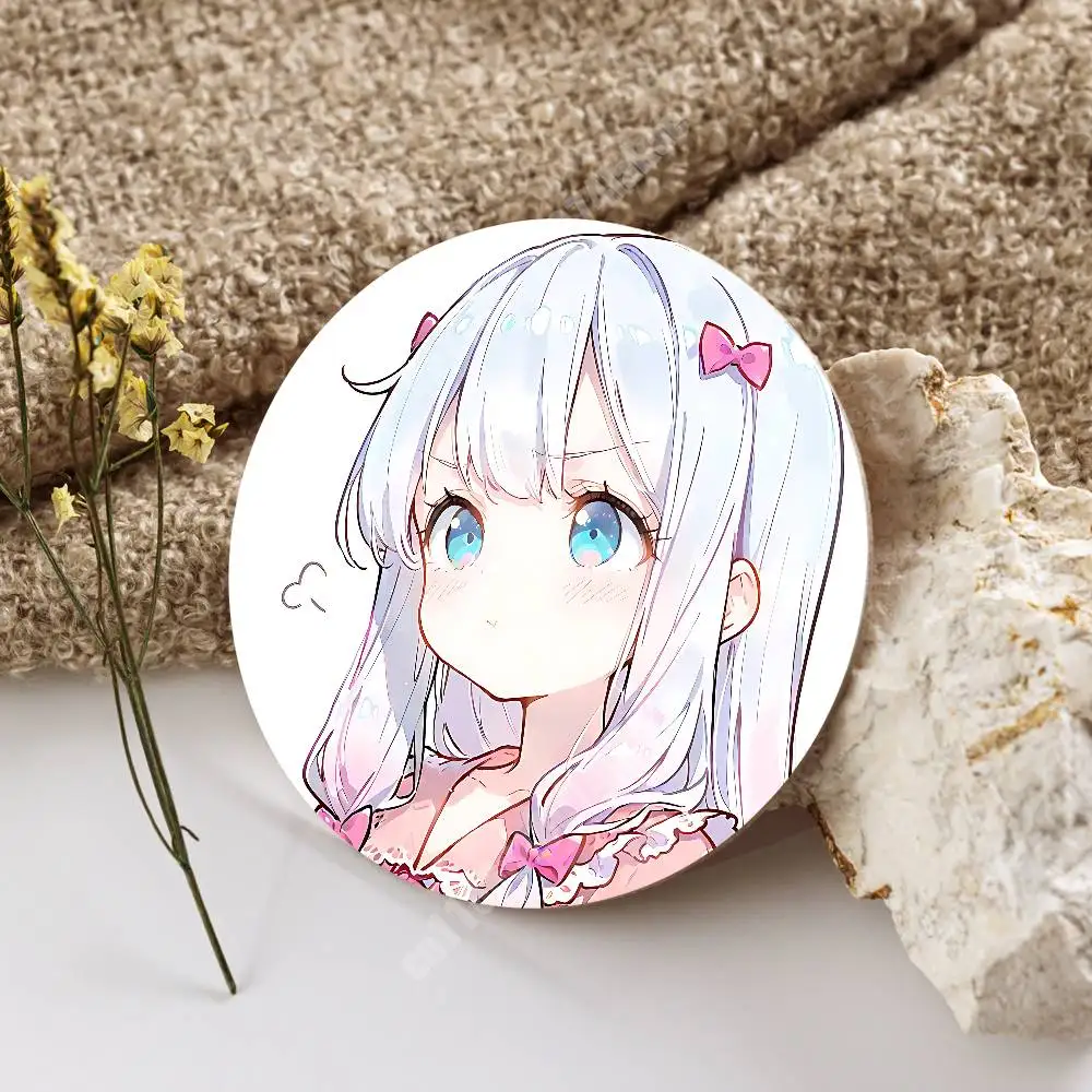 E-Eromanga S-Sensei Izumi Sagiri Wooden Cup Mat Cappuccino Vodka Juice Water Coaster for Flower Shop