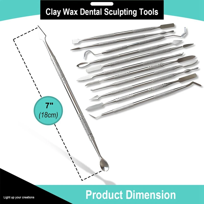 ABNO-12-Piece Stainless Steel Wax Carving Tools Set, Waxing Instruments, Dual-Ended Sculpting Tools